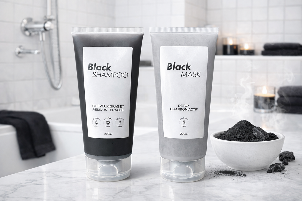 DUO BLACK DÉTOX – Shampooing & Masque au Charbon Actif