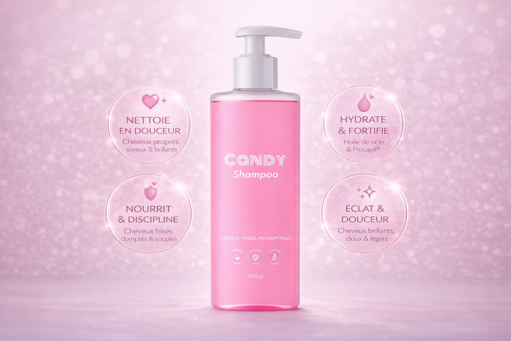 CANDY Shampoo – Shampoing disciplinant cheveux frisés & indomptables