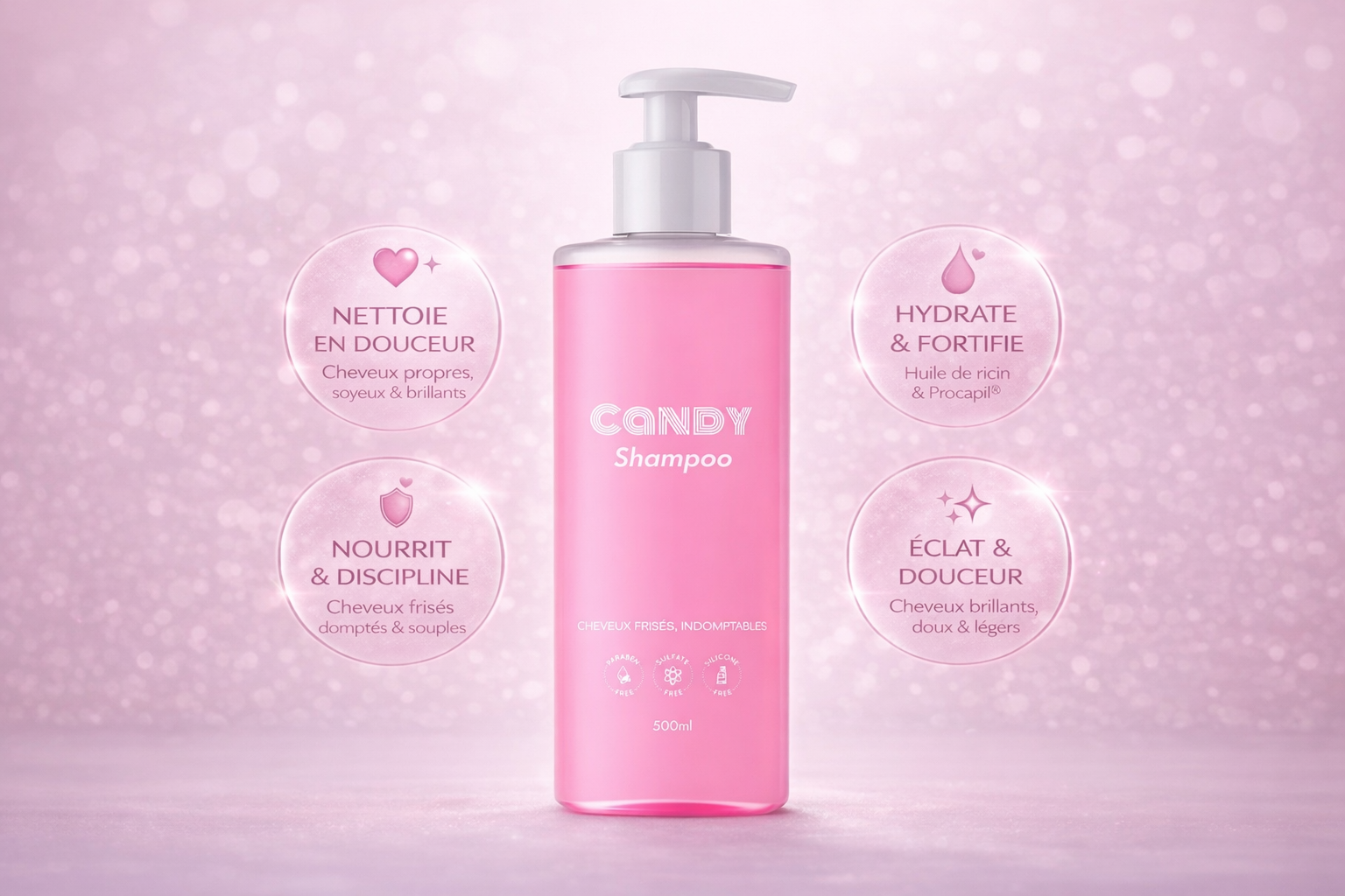 CANDY Shampoo – Shampoing disciplinant cheveux frisés & indomptables