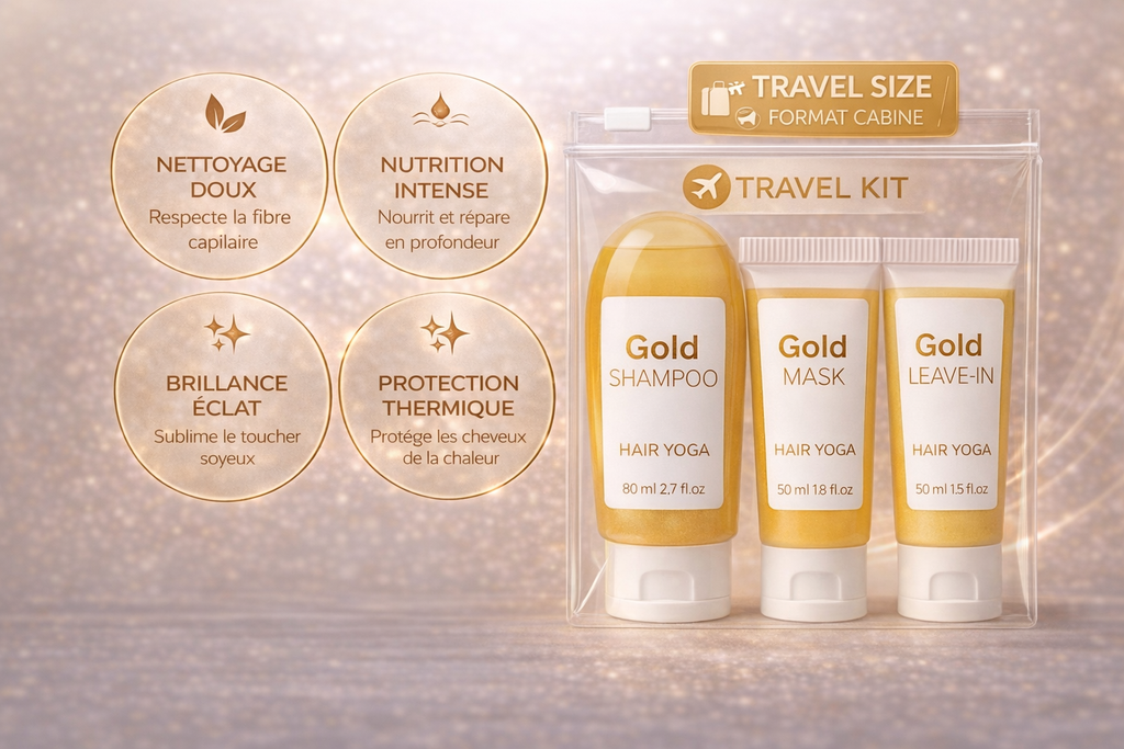 Travel Kit Gold Shampooing 80ml + Masque 50ml + Leave in 50ml