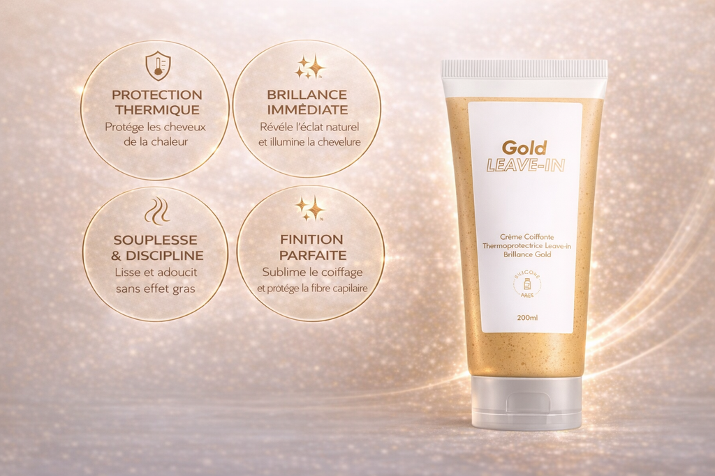 GOLD LEAVE-IN – Crème Coiffante Thermoprotectrice Luxe & Brillance