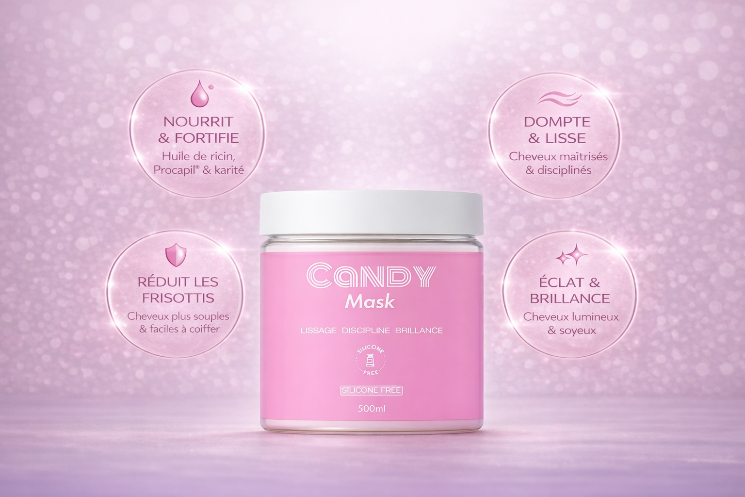 CANDY Mask – Masque lissant & disciplinant cheveux frisés