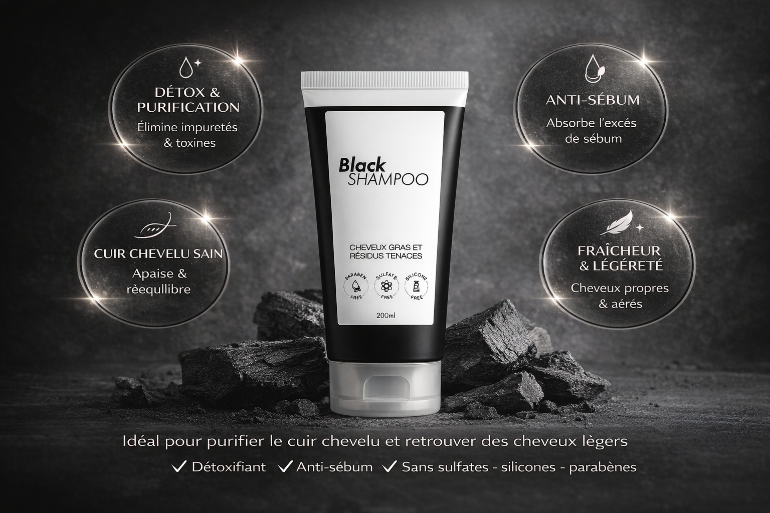 BLACK SHAMPOO – Shampooing Détox au Charbon Actif